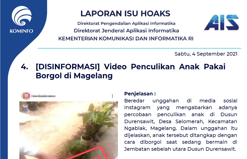 Isu Hoaks 4 September 2021