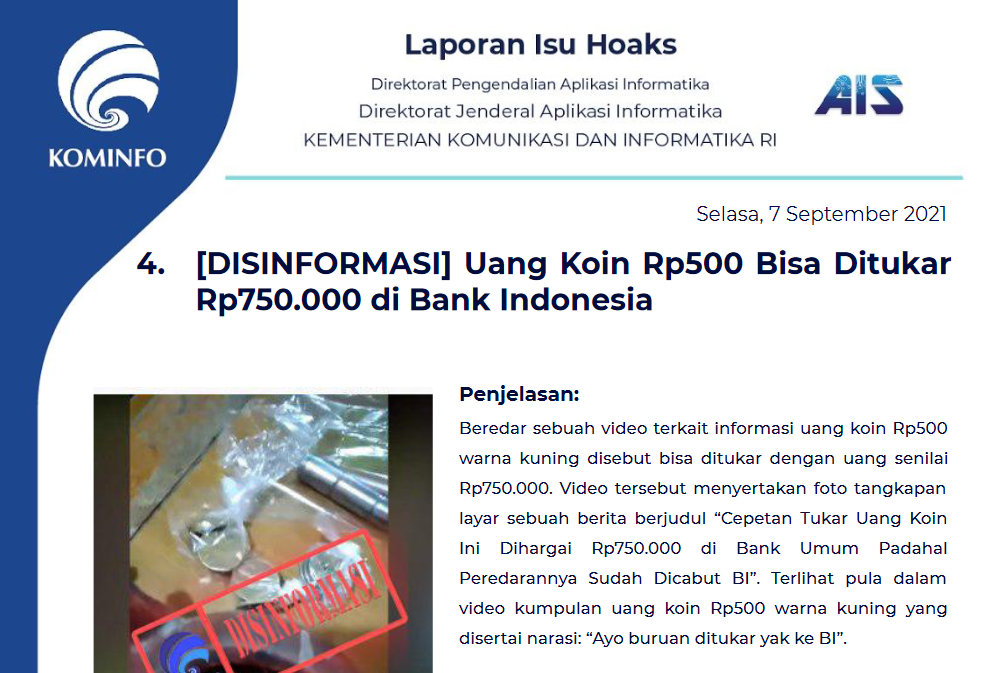 Isu Hoaks 7 September 2021