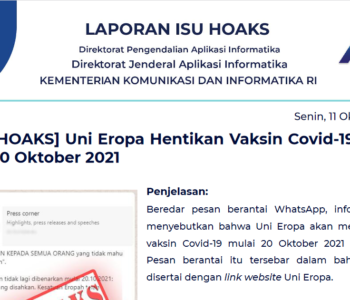 Isu Hoaks 11 Oktober 2021