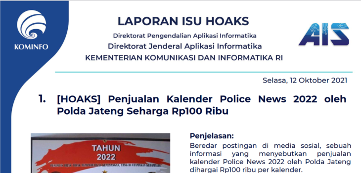 Isu Hoaks 12 Oktober 2021