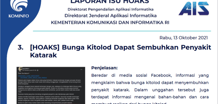 Isu Hoaks 13 Oktober 2021