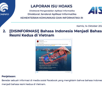 Isu Hoaks 14 Oktober 2021