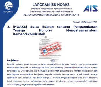 Isu Hoaks 15 Oktober 2021