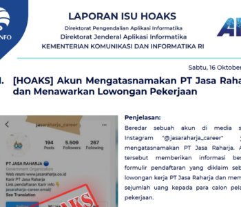 Isu Hoaks 16 Oktober 2021
