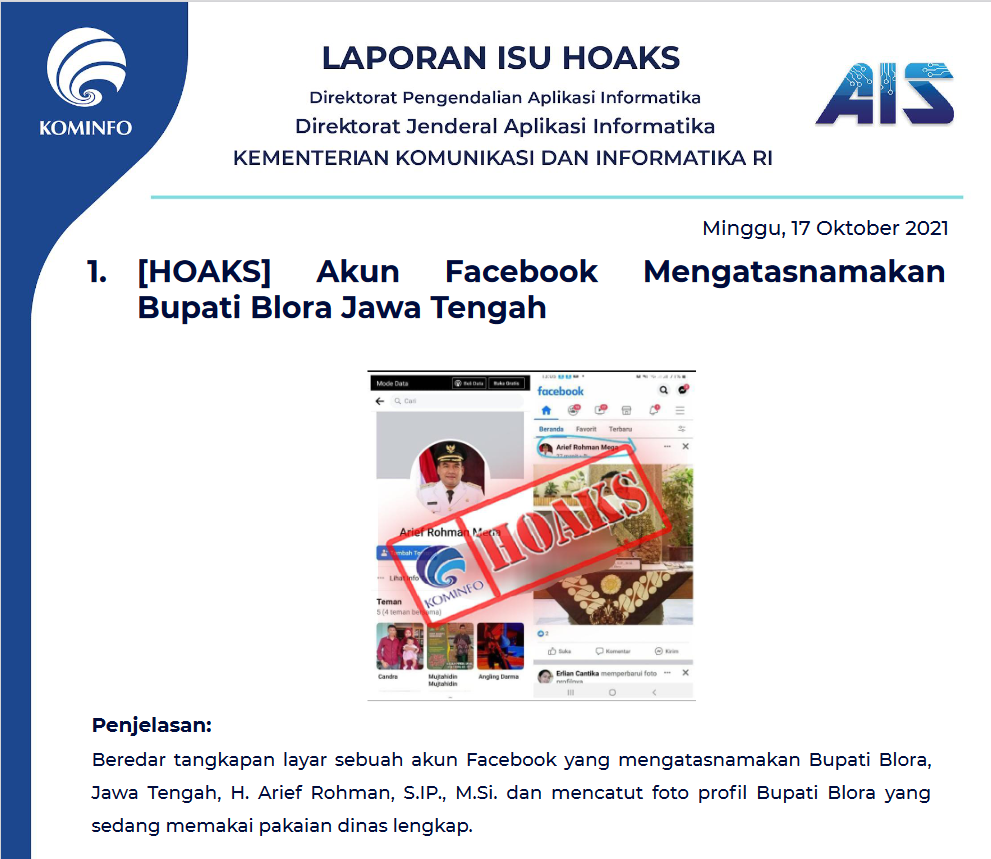 Isu Hoaks 17 Oktober 2021