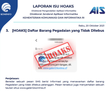 Isu Hoaks 20 Oktober 2021