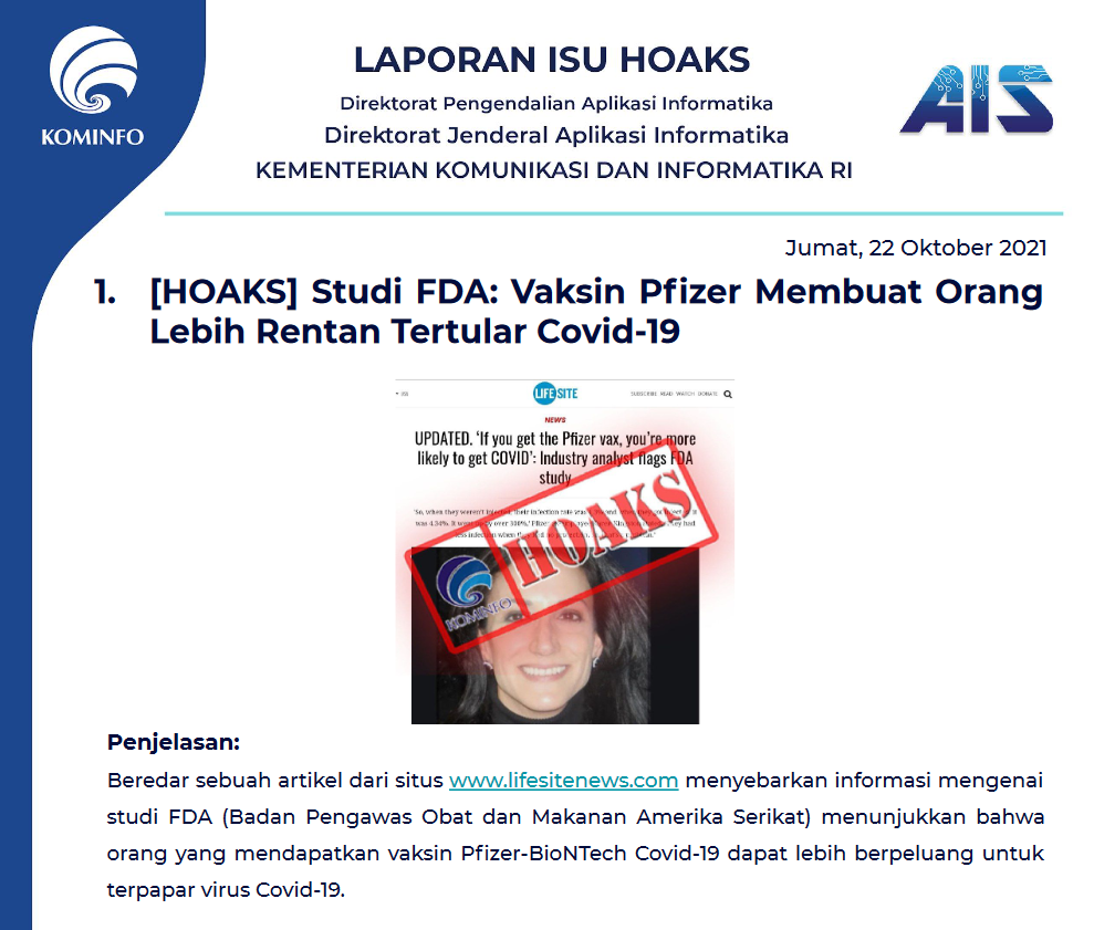 Isu Hoaks 22 Oktober 2021