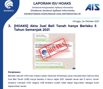 Isu Hoaks 24 Oktober 2021