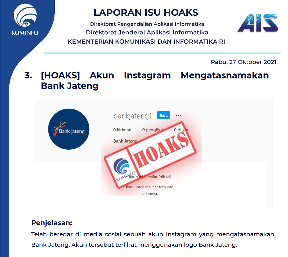Isu Hoaks 27 Oktober 2021