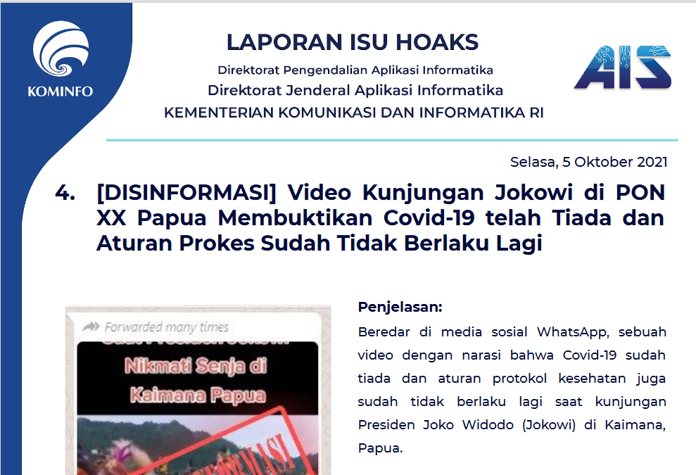 Isu Hoaks 5 Oktober 2021