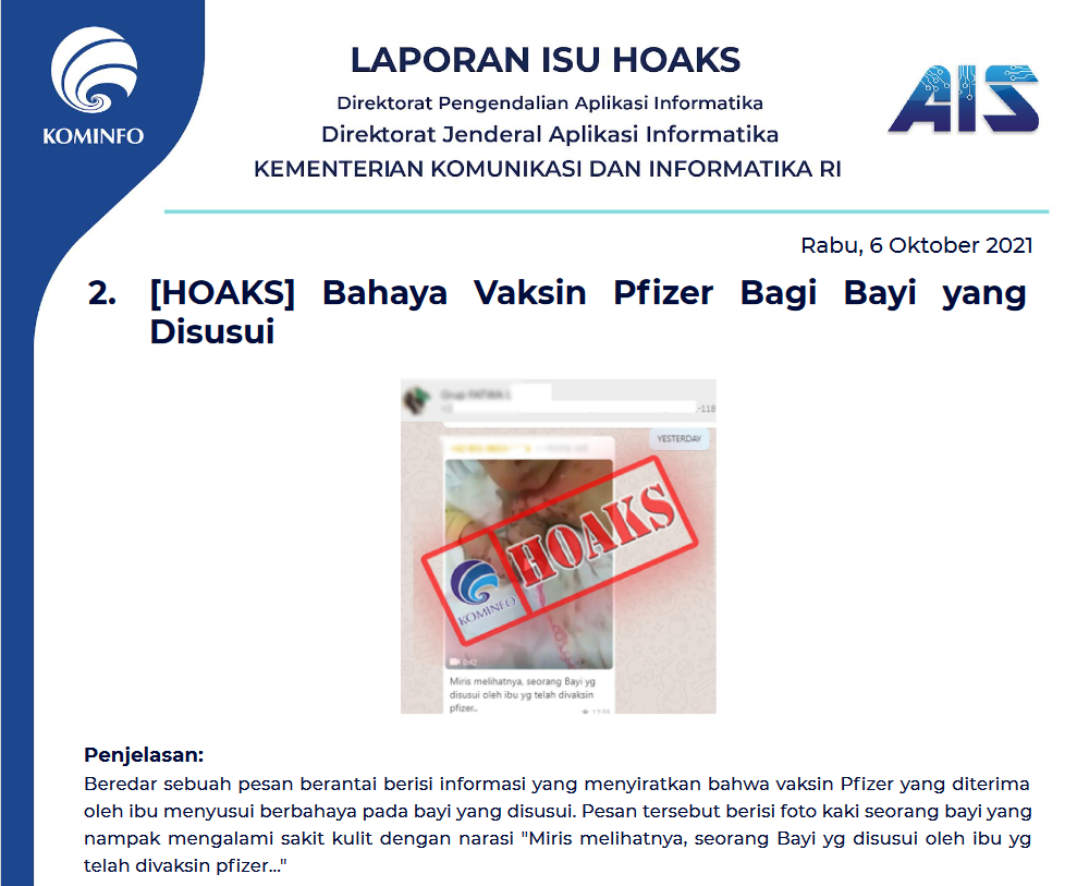 Isu Hoaks 6 Oktober 2021
