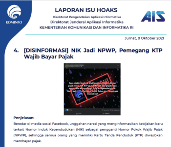 Isu Hoaks 8 Oktober 2021