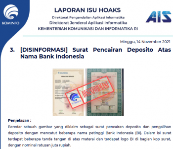 Isu Hoaks 14 November 2021