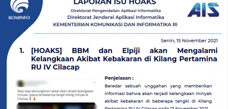 Isu Hoaks 15 November 2021