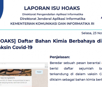 Isu Hoaks 23 November 2021