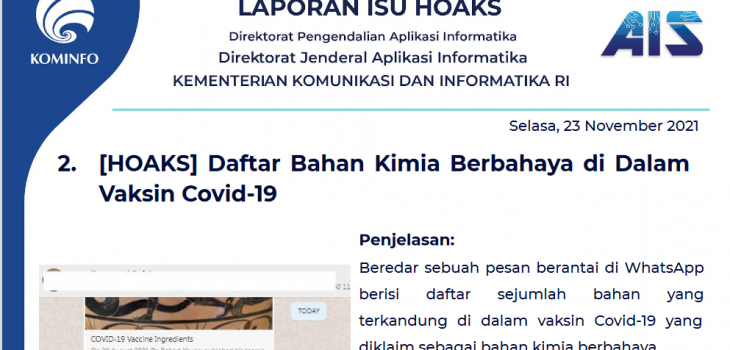 Isu Hoaks 23 November 2021