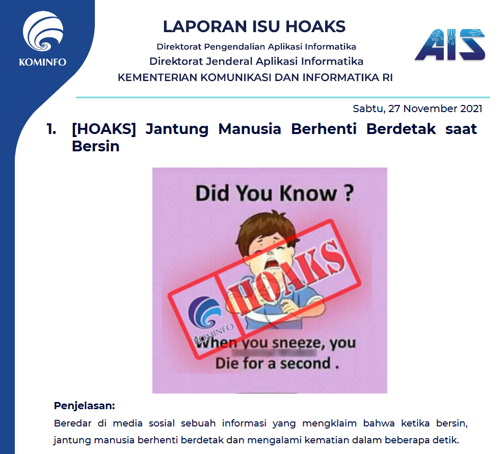 Isu Hoaks 27 November 2021