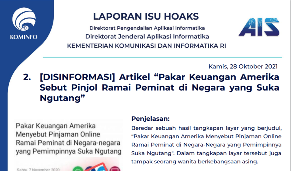 Isu Hoaks 28 Oktober 2021