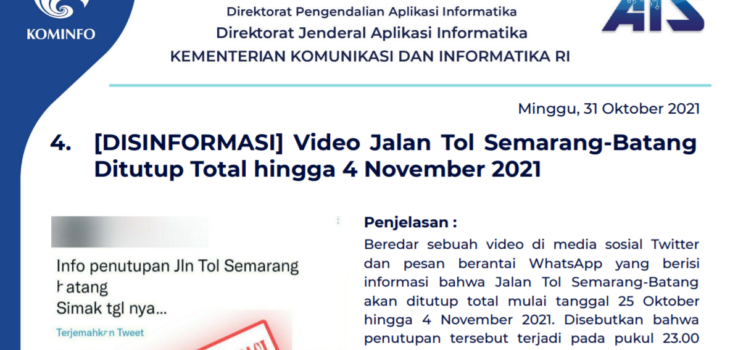 Isu Hoaks 31 Oktober 2021