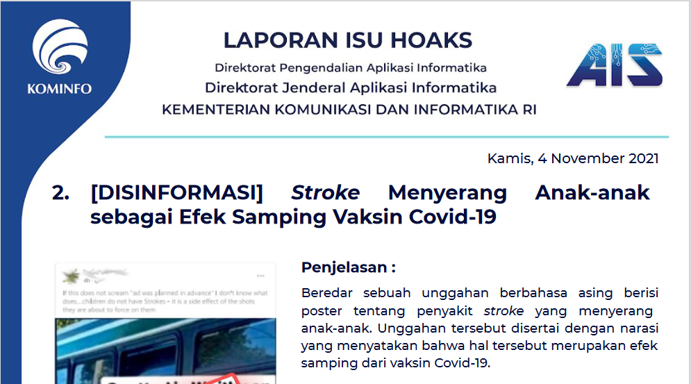 Isu Hoaks 4 November 2021
