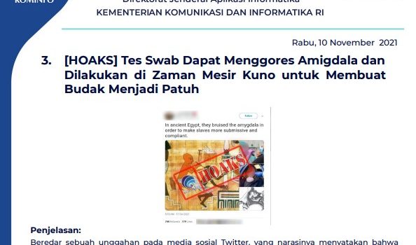 Isu Hoaks dan Disinformasi 10 November 2021