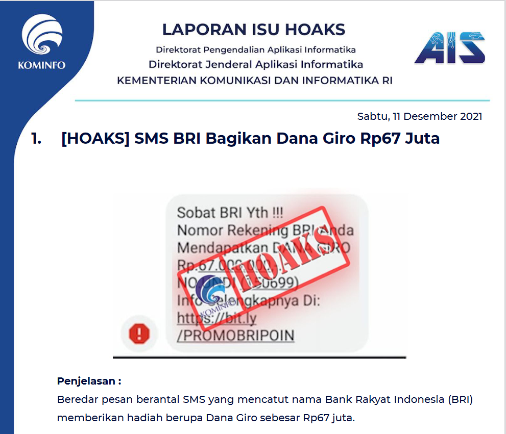 Isu Hoaks 11 Desember 2021