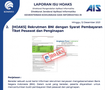 Isu Hoaks 12 Desember 2021