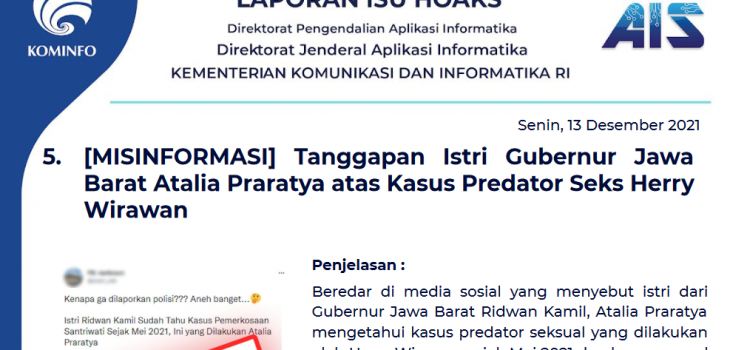 Isu Hoaks 13 Desember 2021
