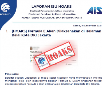 Isu Hoaks 16 Desember 2021