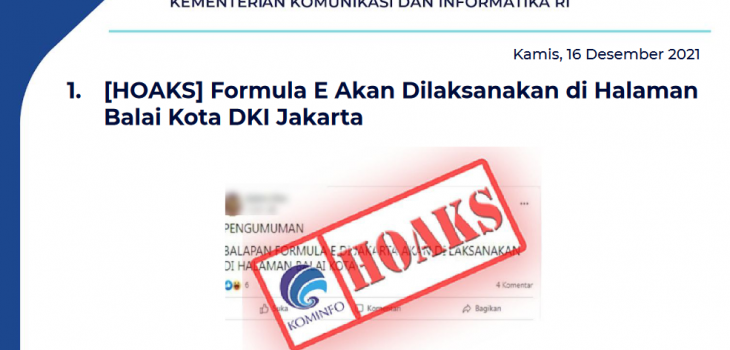 Isu Hoaks 16 Desember 2021