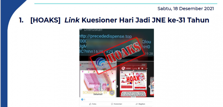Isu Hoaks 18 Desember 2021