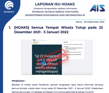 Isu Hoaks 20 Desember 2021
