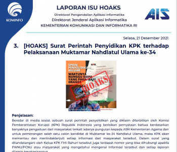 Isu Hoaks 21 Desember 2021