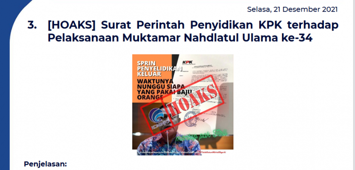 Isu Hoaks 21 Desember 2021
