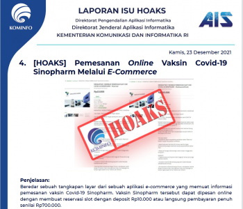 Isu Hoaks 23 Desember 2021