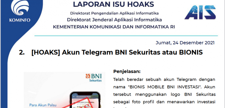 Isu Hoaks 24 Desember 2021