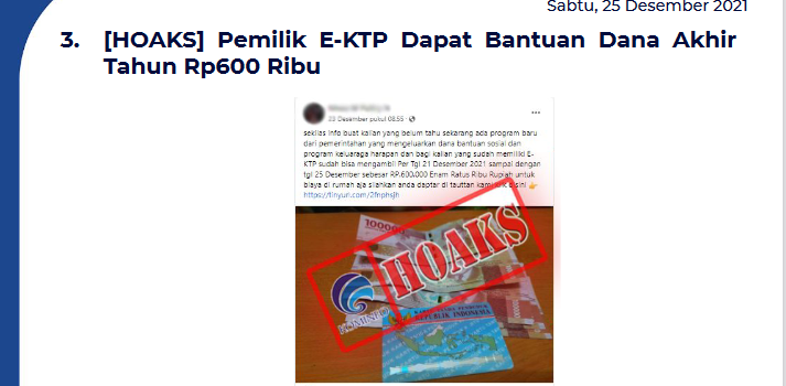 Isu Hoaks 25 Desember 2021