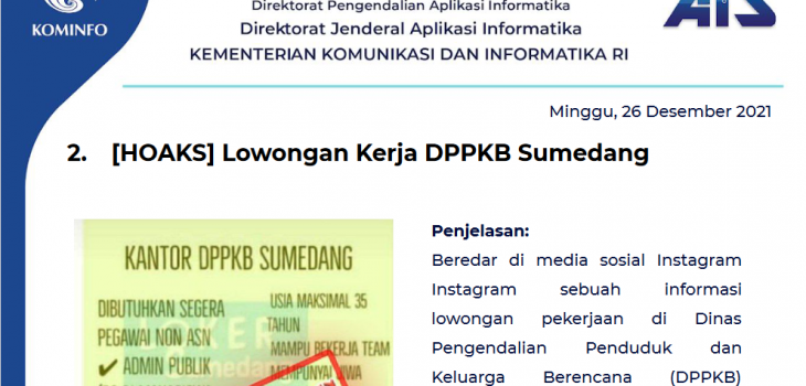 Isu Hoaks 26 Desember 2021