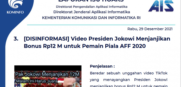Isu Hoaks 29 Desember 2021