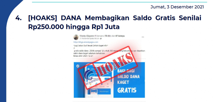 Isu Hoaks 3 Desember 2021
