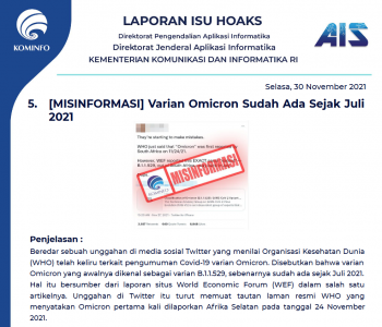 Isu Hoaks 30 November 2021
