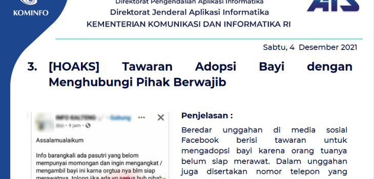 Isu Hoaks 4 Desember 2021