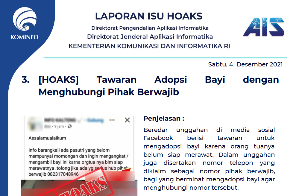 Isu Hoaks 4 Desember 2021