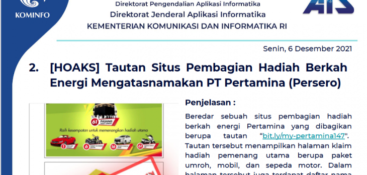 Isu Hoaks 6 Desember 2021