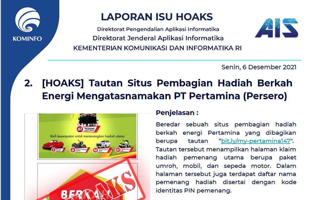 Isu Hoaks 6 Desember 2021