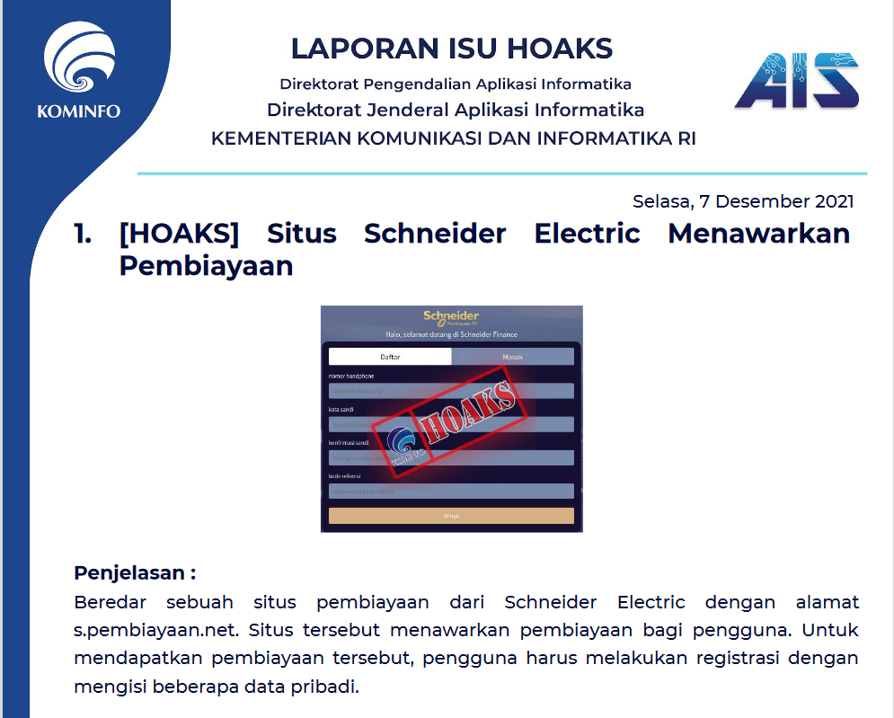 Isu Hoaks 7 Desember 2021