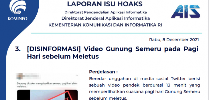Isu Hoaks 8 Desember 2021