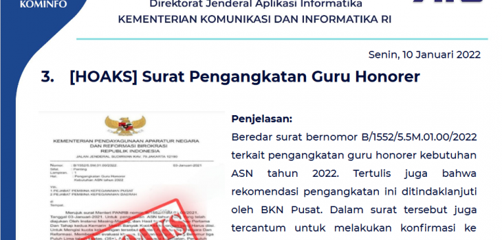 Isu Hoaks 10 Januari 2022