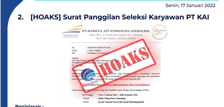 Isu Hoaks 17 Januari 2022