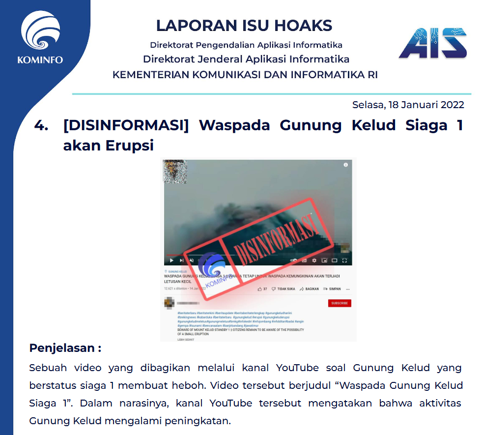 Isu Hoaks 18 Januari 2022